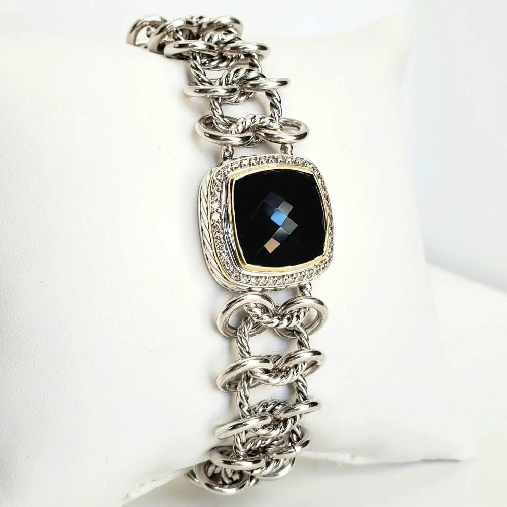 David Yurman Albion Chainmail Bracelet with 18k Gold, Black Onyx & Diamonds - Picture 9 of 9